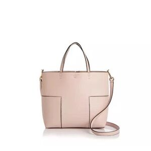 TORY BURCH Shell Goan Sand Pink Block-T Leather Crossbody Tote Bag